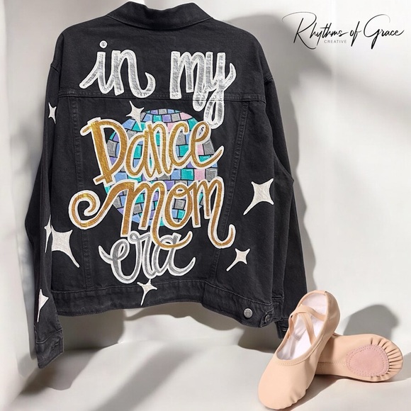 Jackets & Blazers - Hand Painted Jean Jacket: “In My Dance Mom Era” - Ladies XXL Denim, Dance Team